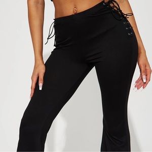 NWT Keep Me Close Black Lace Up Flare Pants, L